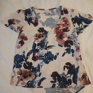 A New Day Multicolor Floral V-Neck Blouse